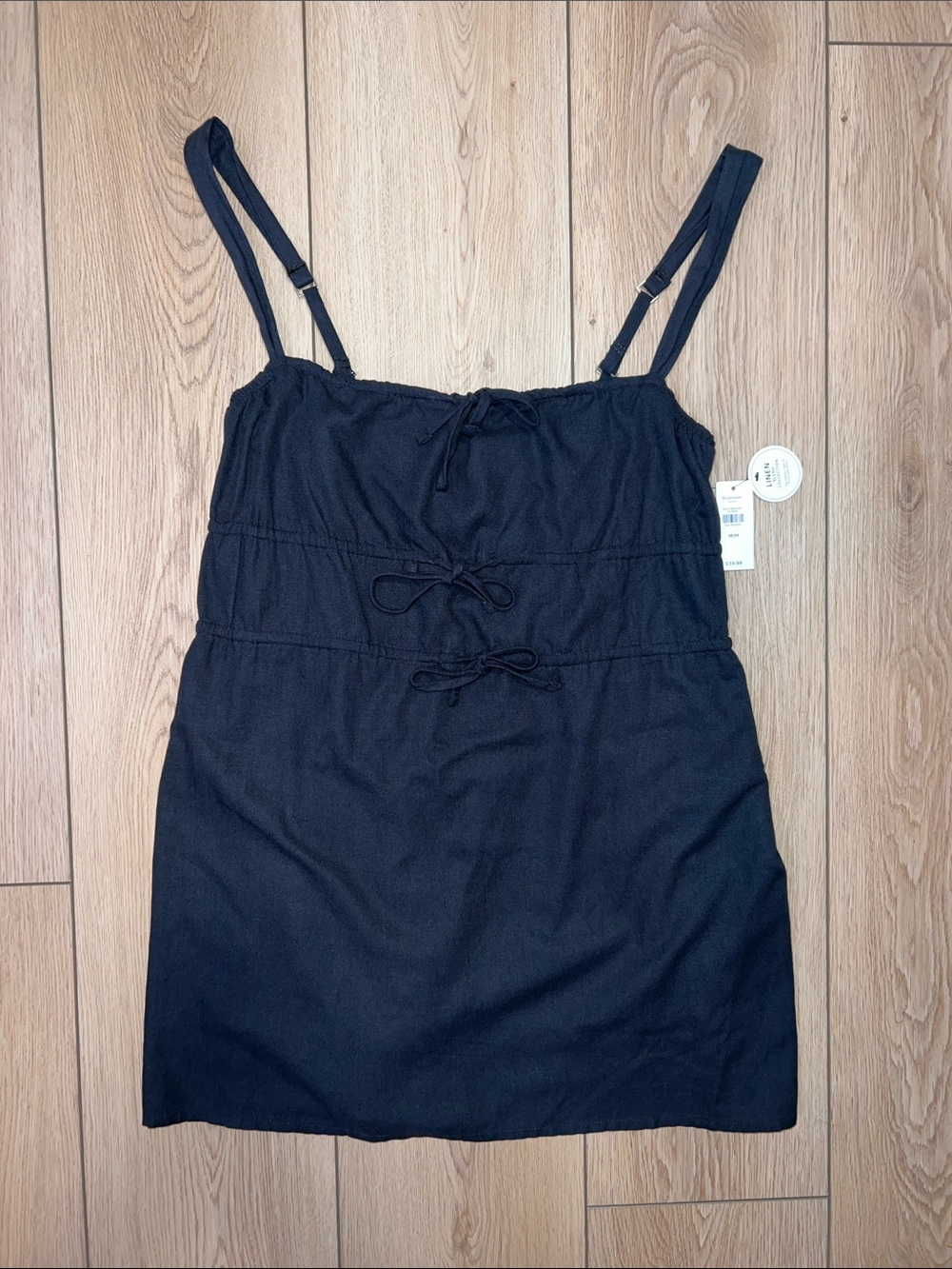 Bluenotes Black Tie-Front Mini Dress